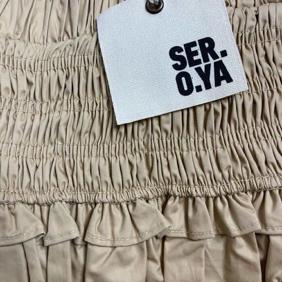 SER.O.YA BRUNA SMOCKED WAIST MINI SKIRT XS - Picture 5 of 7